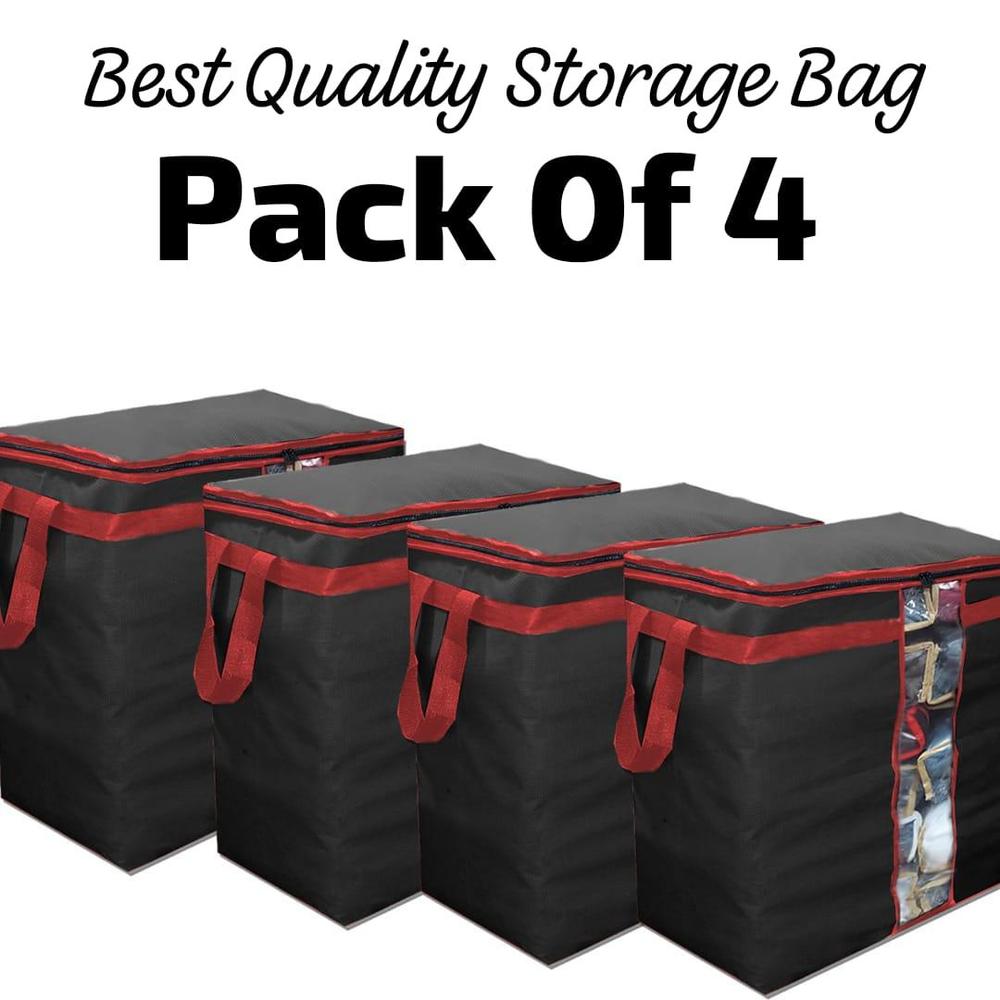 Storage Bags Pack of 4 Clear Window Durable Non-Woven