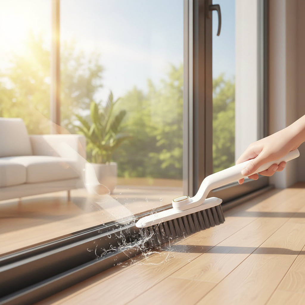 Rotatable Bathroom Cleaning Brush with Flexible Bristles
