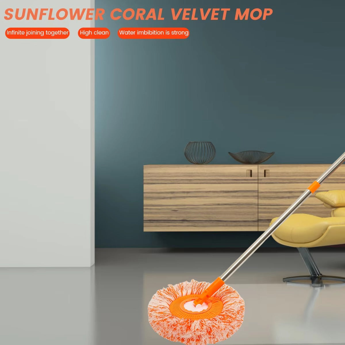 1 PC 360°Rotatable Mop Round Microfiber Dust Mops Cleaning Tools for Household Floor Wall Window