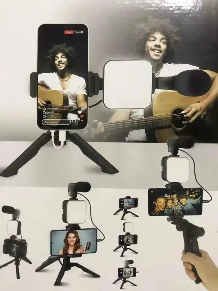 Vlogging Kit with Mic & Light Black