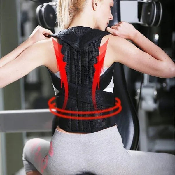 Black Adjustable Mesh Posture Corrector Belt for Men