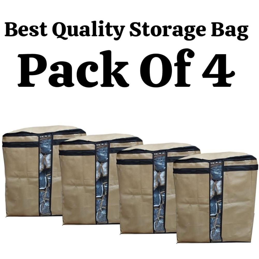 Storage Bags Pack of 4 Clear Window Durable Non-Woven