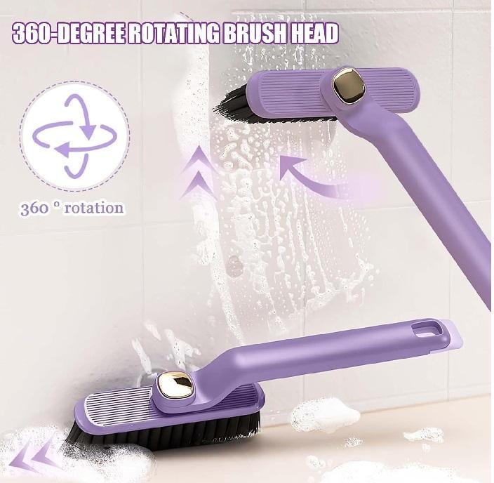 Rotatable Bathroom Cleaning Brush with Flexible Bristles