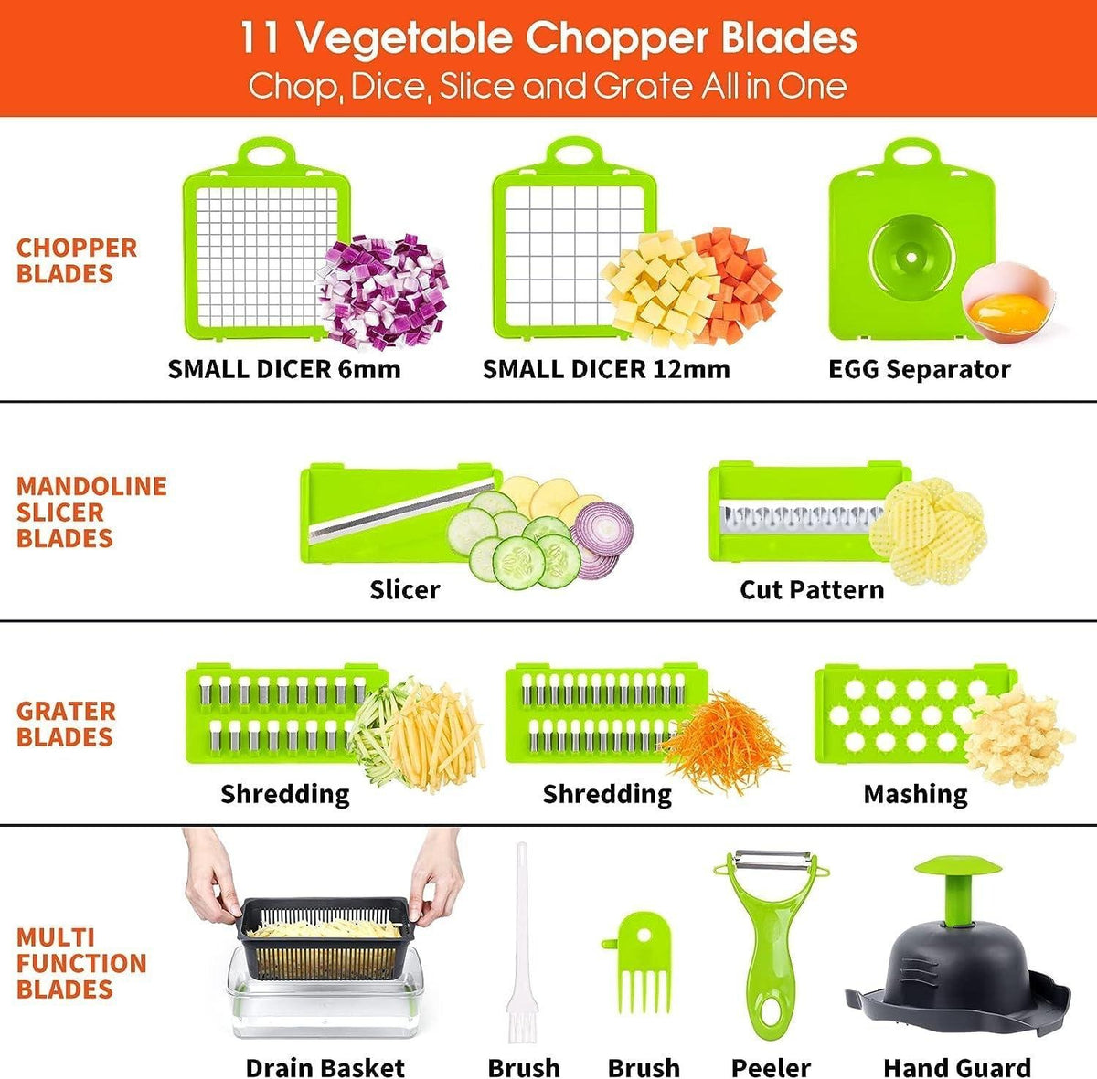 16 IN1 Mandoline Slicer Veggie Food Chopper Vegetable