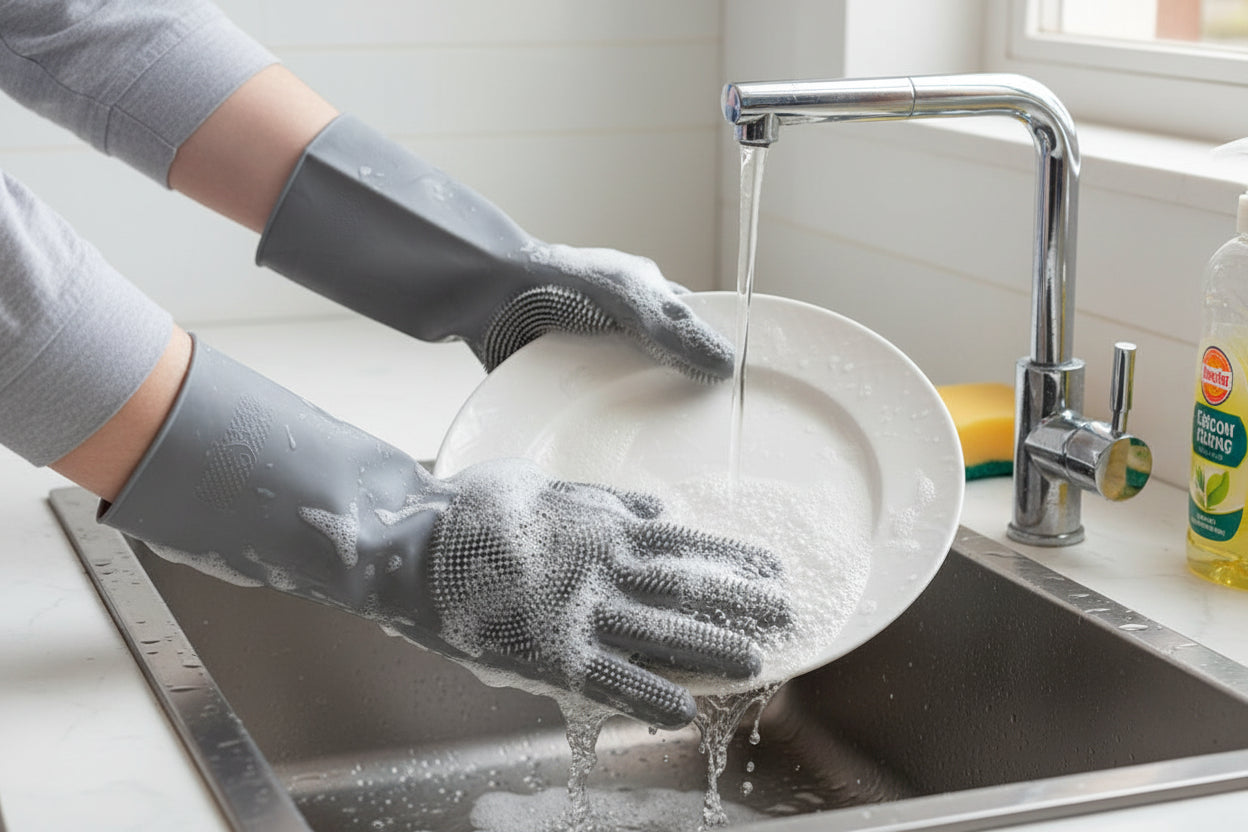 Silicone Dish Washing Gloves Multicolor Heat Resistant