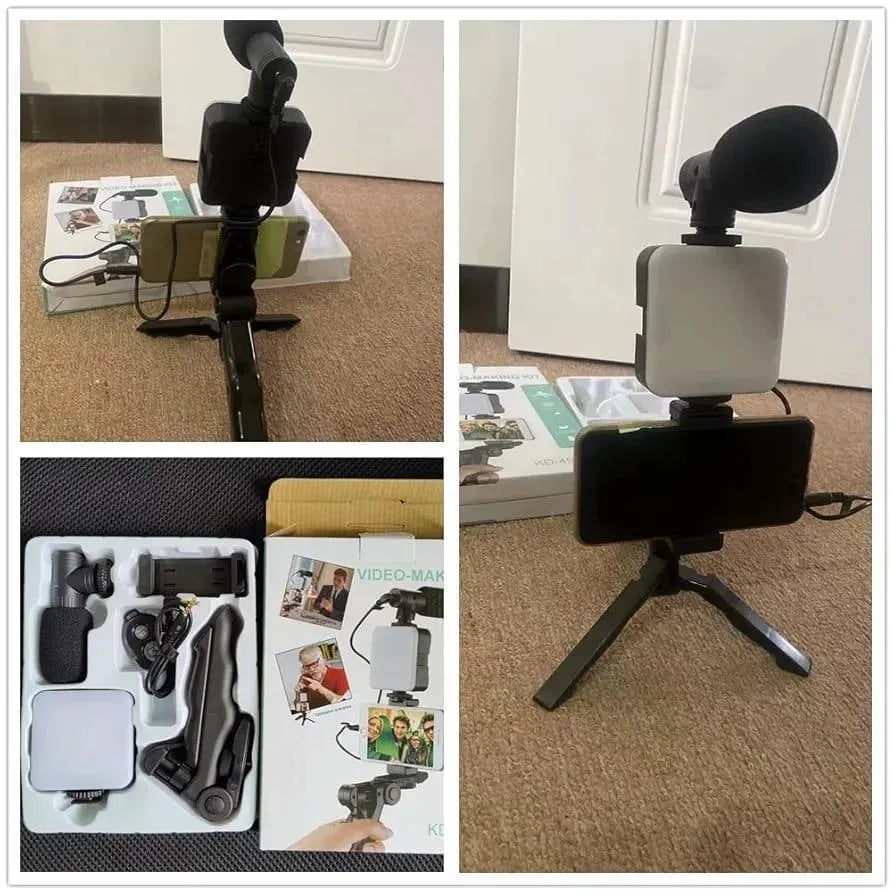Vlogging Kit with Mic & Light Black